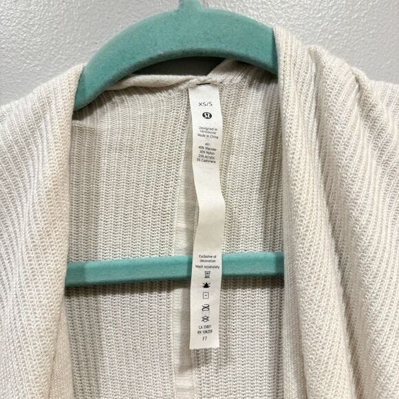 Lululemon Cashlu Knit Textured Wrap Cardigan Sweater White Cashmere Women XS/S - Picture 4 of 8